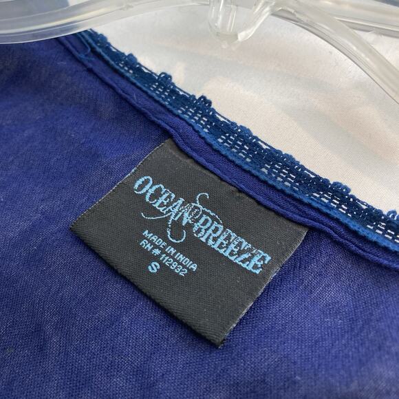 Ocean Breeze Women's Blue Boho Beachy Embroidered Dress Size S Cover Up Flowy - Picture 5 of 10